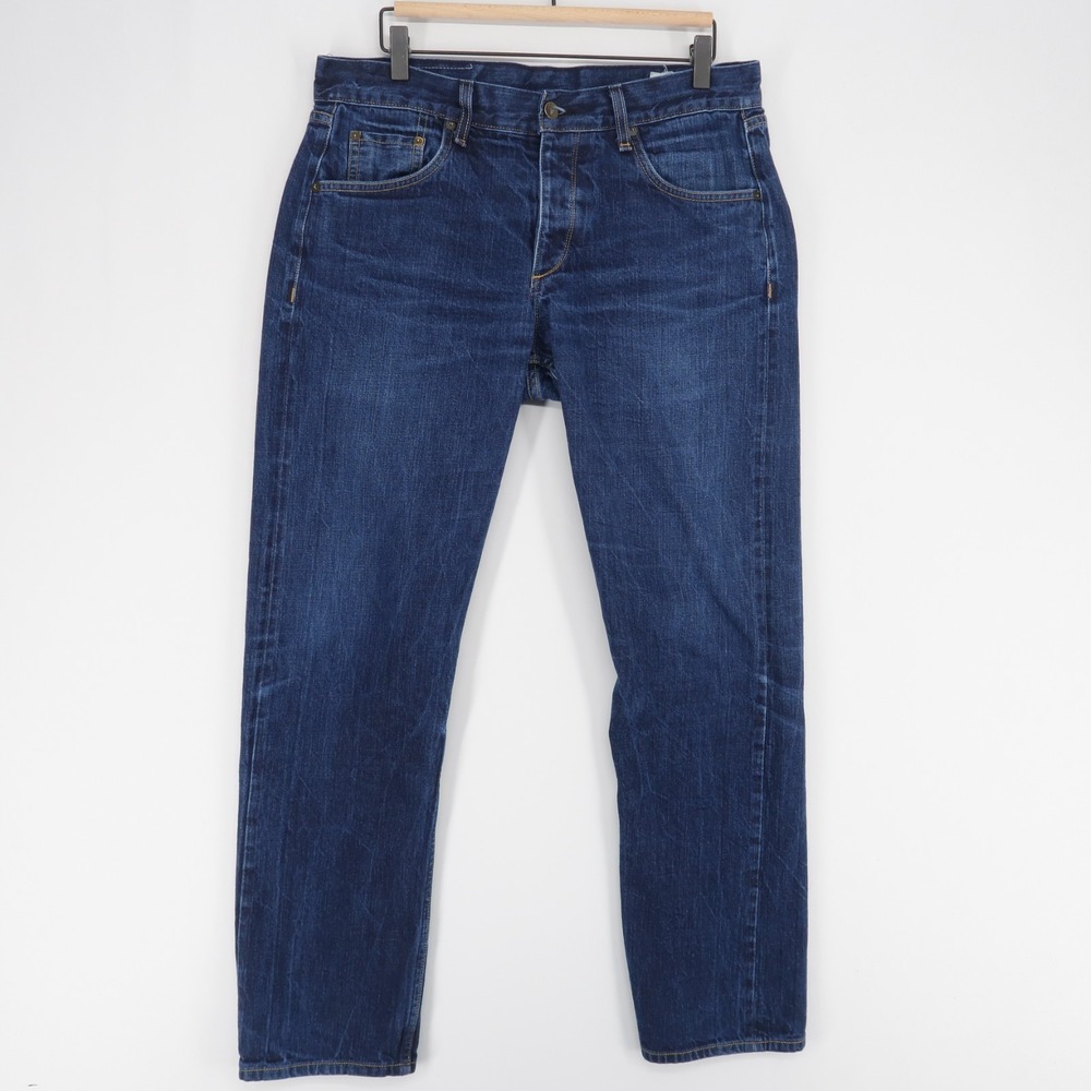 Rag & Bone Fit 3 Jean Mens 34 Blue Slim Straight Leg Raw Selvedge Denim Standard